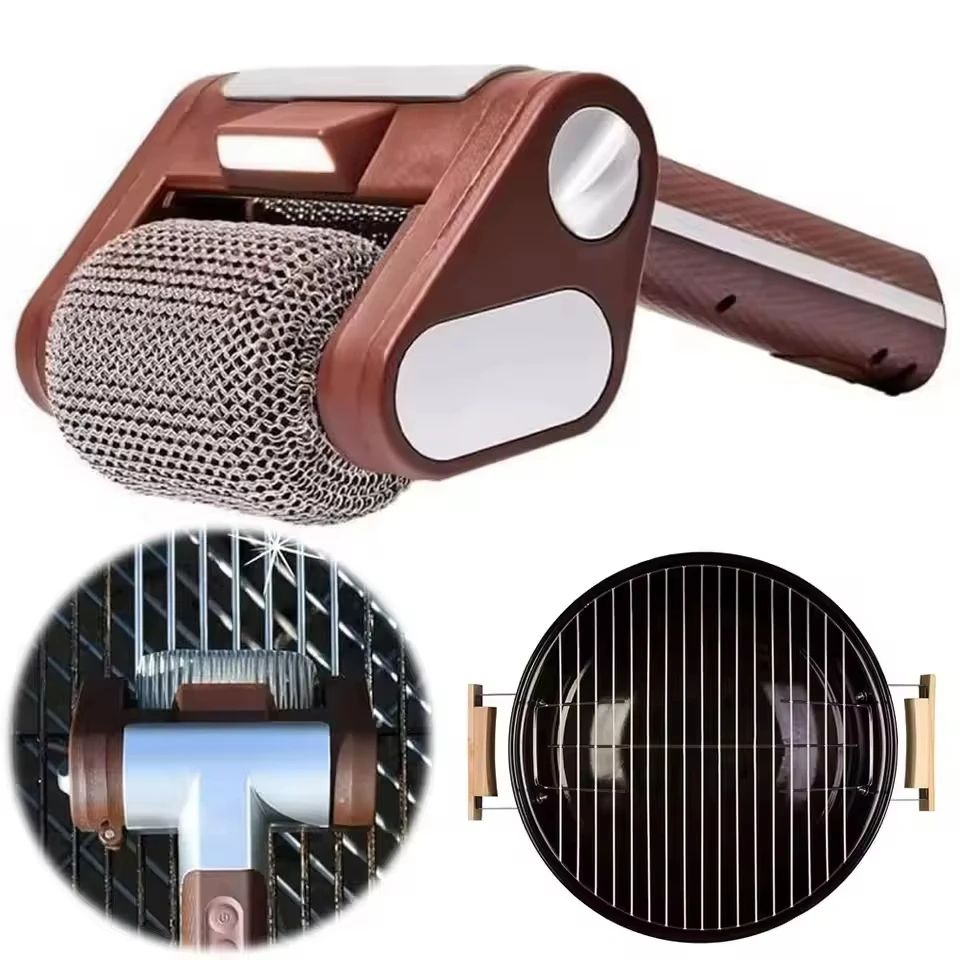 350RPM Cordless Electric Grill Cleaner with Replaceable Stainless Steel Roller Head