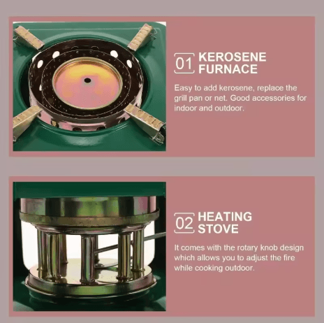 Portable Camping Kerosene Heater Stove Windproof Outdoor Paraffin Burner for Cooking and Heating
