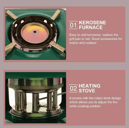 Portable Camping Kerosene Heater Stove Windproof Outdoor Paraffin Burner for Cooking and Heating