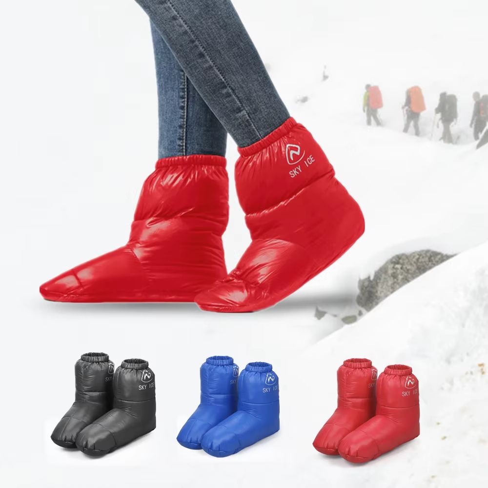 Winter Thermal 90% White Duck Down Waterproof Sleeping Boot Slipper Booties for Warm Feet