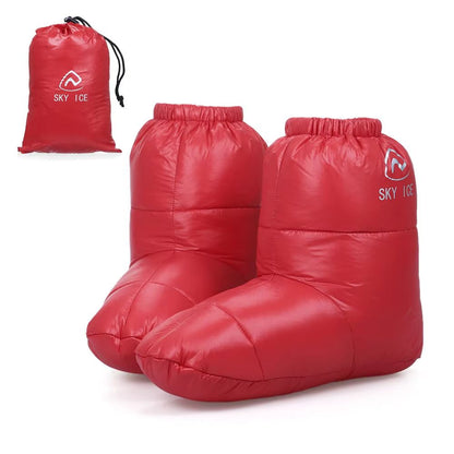 Winter Thermal 90% White Duck Down Waterproof Sleeping Boot Slipper Booties for Warm Feet