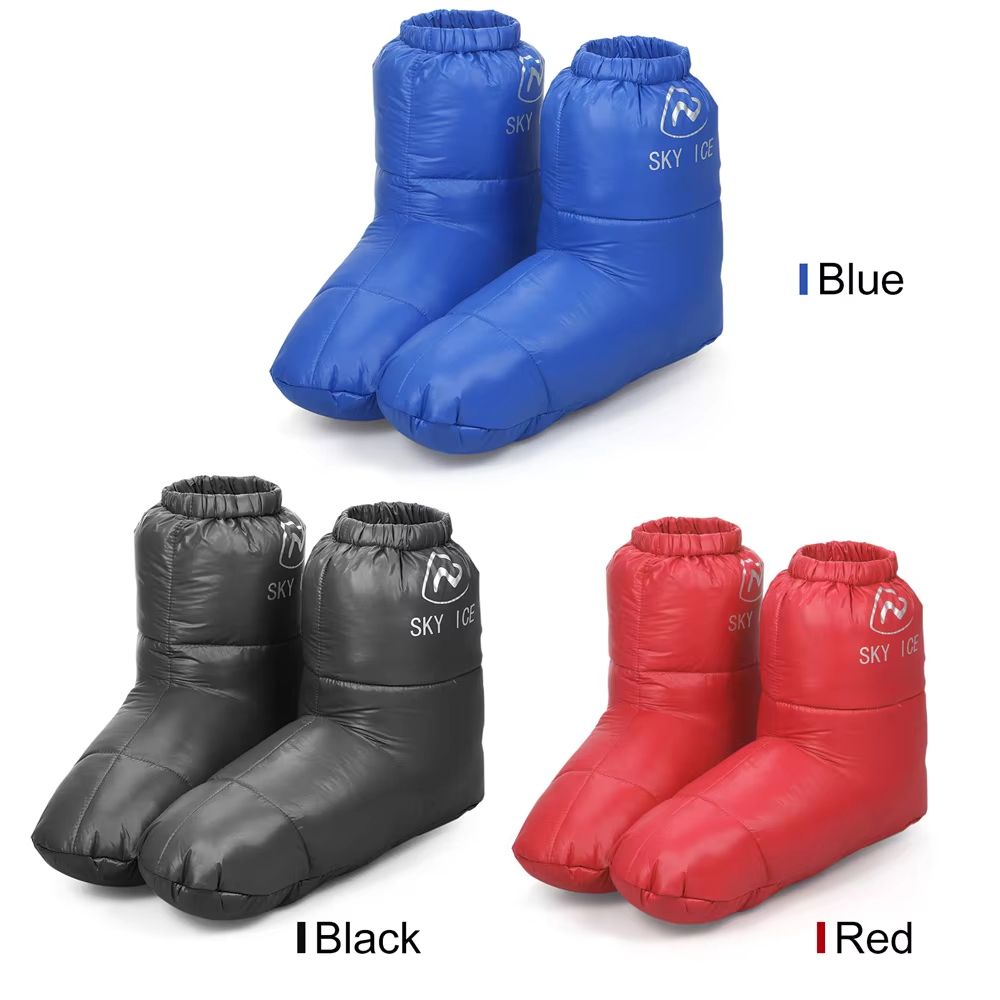 Winter Thermal 90% White Duck Down Waterproof Sleeping Boot Slipper Booties for Warm Feet