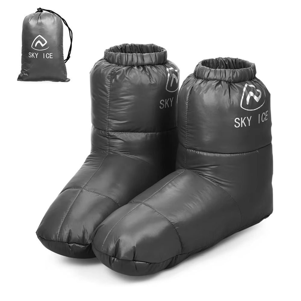 Winter Thermal 90% White Duck Down Waterproof Sleeping Boot Slipper Booties for Warm Feet