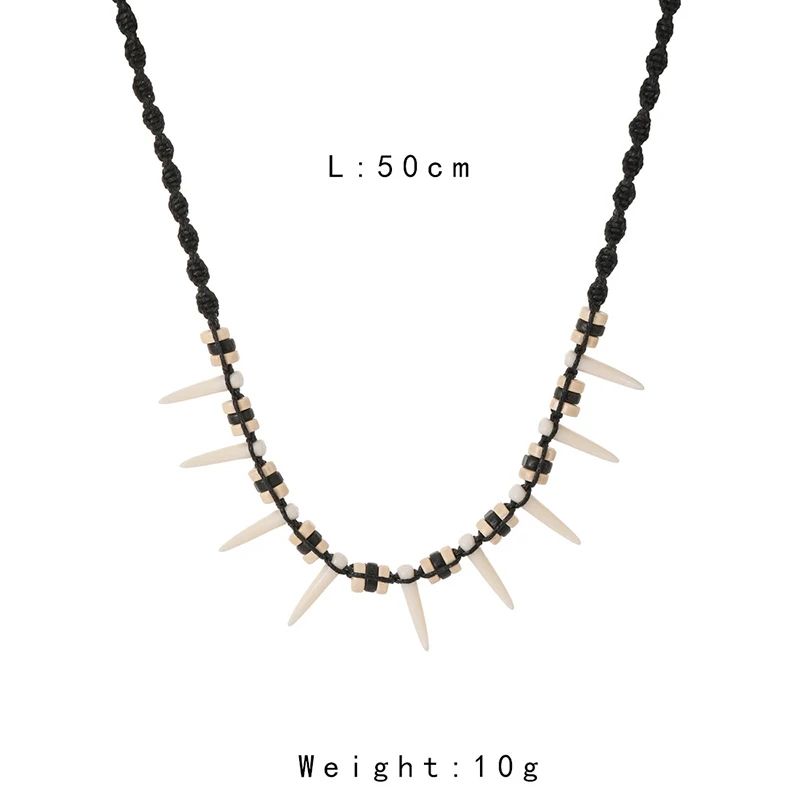 Bohemian Woven Wolf Tooth Necklace