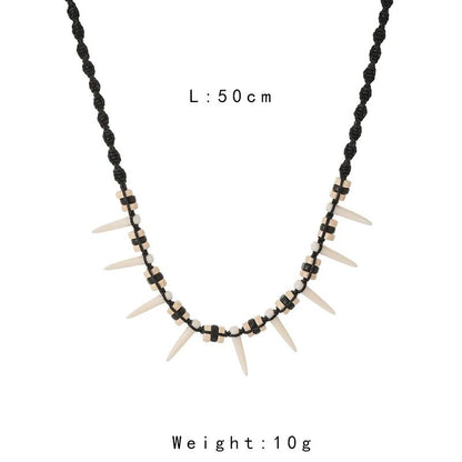 Bohemian Woven Wolf Tooth Necklace