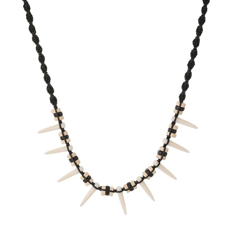Bohemian Woven Wolf Tooth Necklace