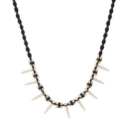 Bohemian Woven Wolf Tooth Necklace