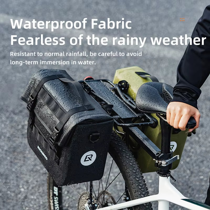 Waterproof Bike Rack Bag Multifunctional Saddle Bag with Big Capacity 3D Support for Travel Bicycle Rear Bag