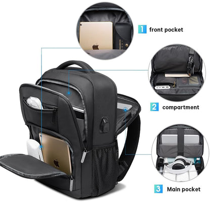 Waterproof Travel Backpack with USB Charging Port, Laptop Backpack for Men and Women, Teen School Bags
