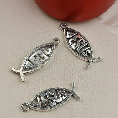 Vintage Hollow Jesus Fish Key Chain Charms for Jewelry Making