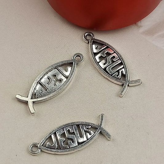 Vintage Hollow Jesus Fish Key Chain Charms for Jewelry Making