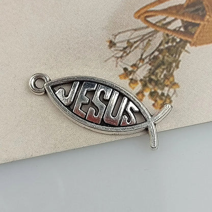 Vintage Hollow Jesus Fish Key Chain Charms for Jewelry Making