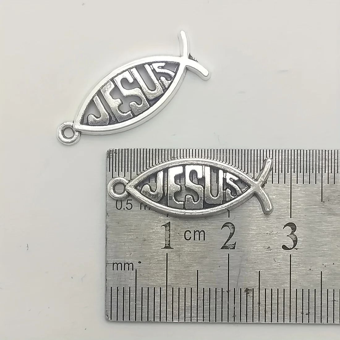 Vintage Hollow Jesus Fish Key Chain Charms for Jewelry Making