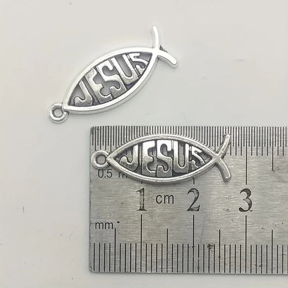 Vintage Hollow Jesus Fish Key Chain Charms for Jewelry Making