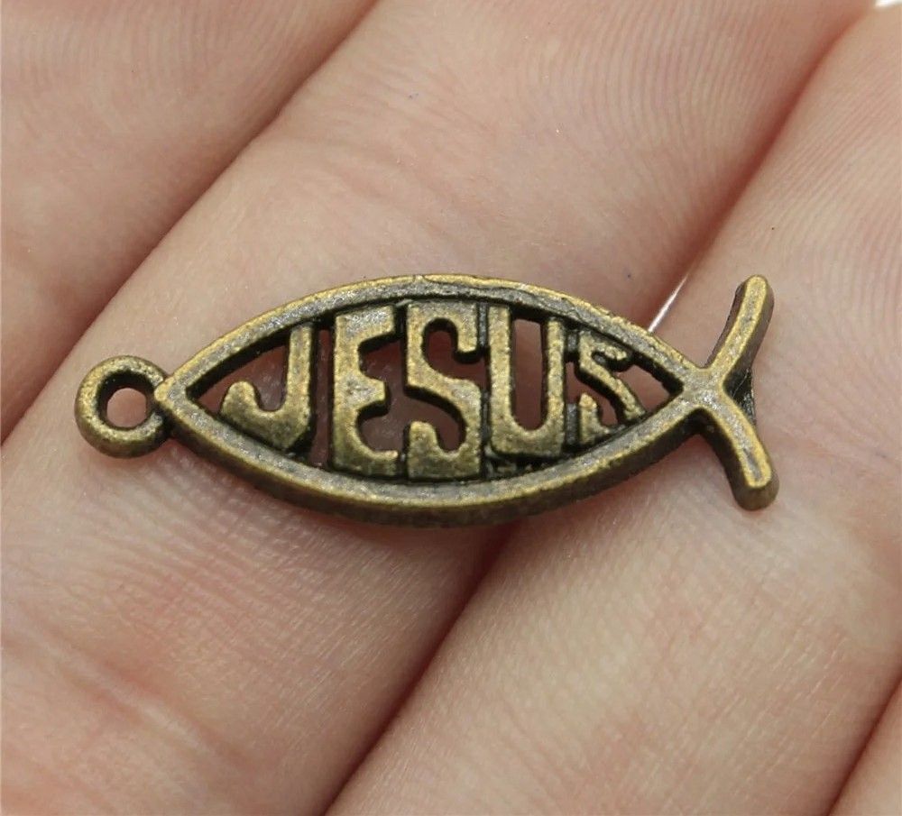 Vintage Hollow Jesus Fish Key Chain Charms for Jewelry Making