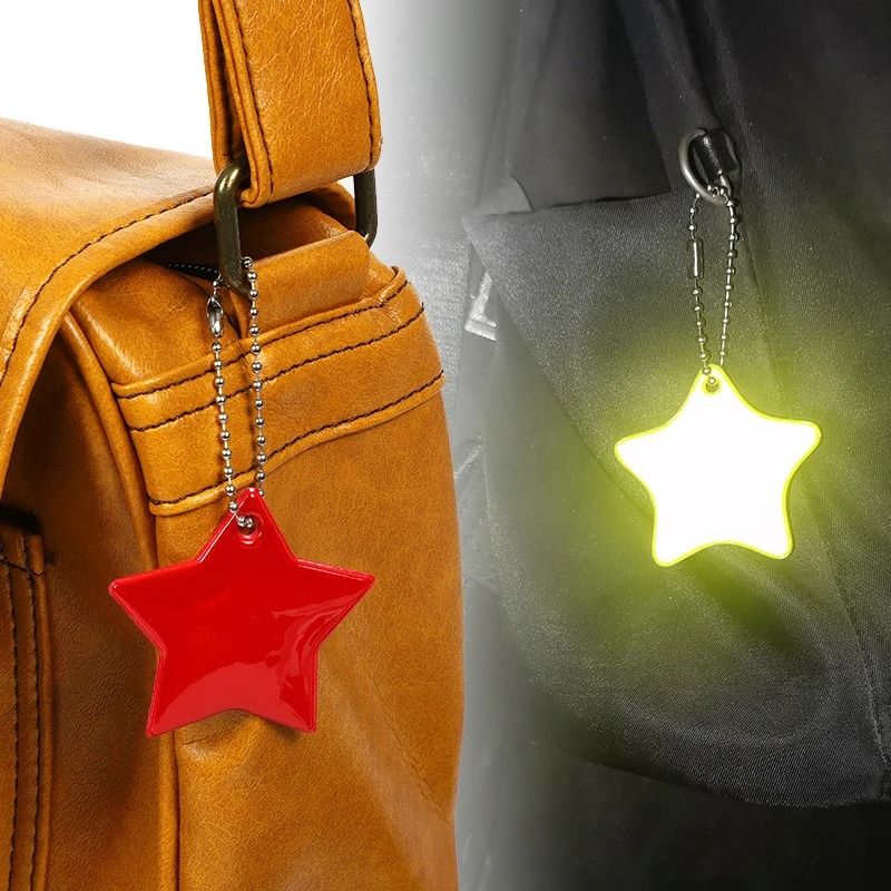 Star Shaped Safety Reflective Keychain Pendant for Kids Bags and Wheelchairs