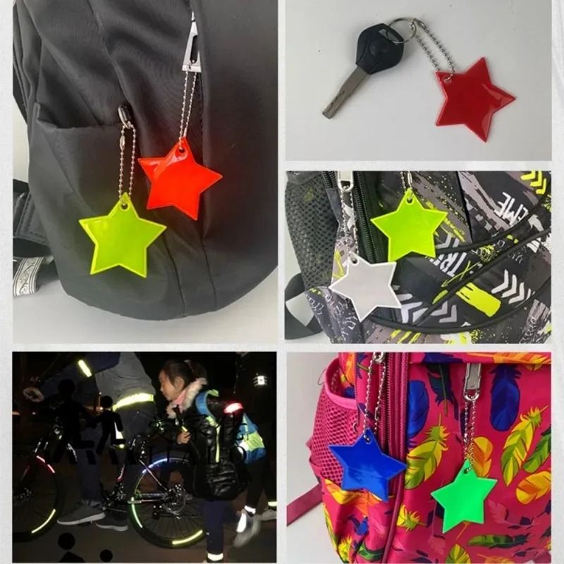 Star Shaped Safety Reflective Keychain Pendant for Kids Bags and Wheelchairs