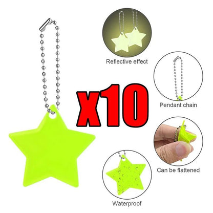 Star Shaped Safety Reflective Keychain Pendant for Kids Bags and Wheelchairs
