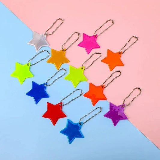 Star Shaped Safety Reflective Keychain Pendant for Kids Bags and Wheelchairs
