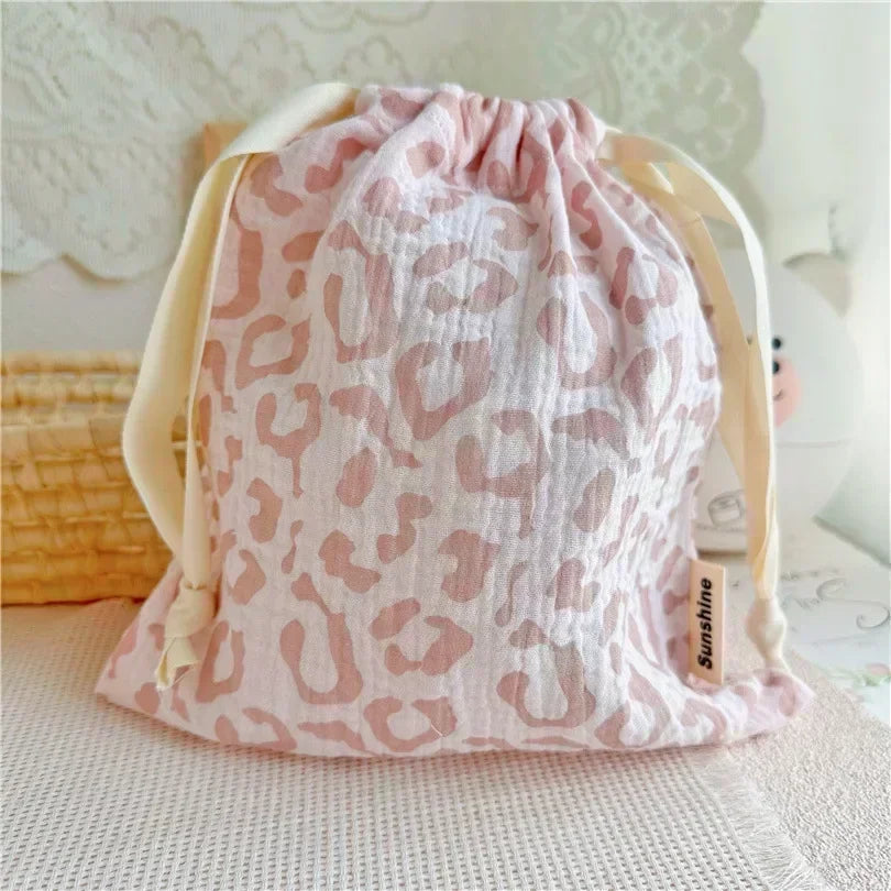 Printed Flower Mommy Bag, Baby Diaper Bag with Cotton Nappy, String Pocket Stroller Carry Pack for Travel & Outdoor