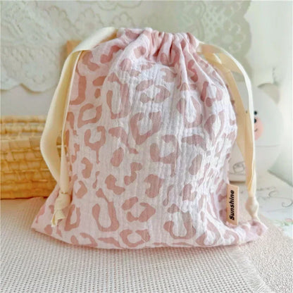 Printed Flower Mommy Bag, Baby Diaper Bag with Cotton Nappy, String Pocket Stroller Carry Pack for Travel & Outdoor