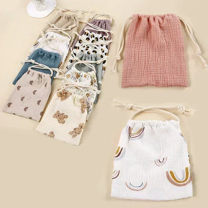 Printed Flower Mommy Bag, Baby Diaper Bag with Cotton Nappy, String Pocket Stroller Carry Pack for Travel & Outdoor