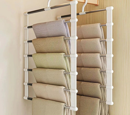 Multi Layer Pants Hanger Non Slip Folding Closet Organizer With Clips