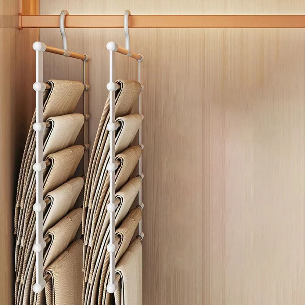 Multi Layer Pants Hanger Non Slip Folding Closet Organizer With Clips