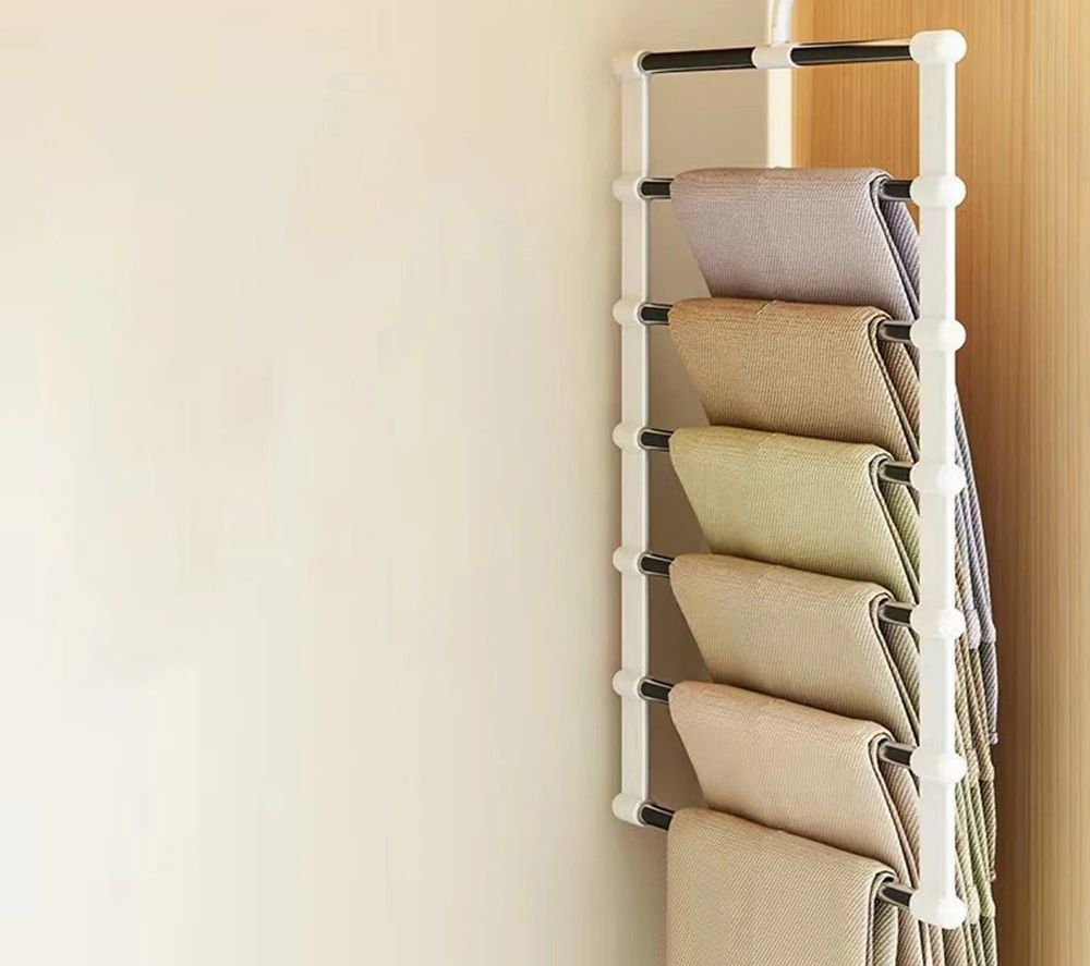 Multi Layer Pants Hanger Non Slip Folding Closet Organizer With Clips