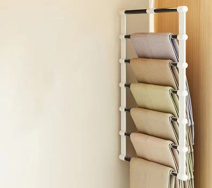 Multi Layer Pants Hanger Non Slip Folding Closet Organizer With Clips