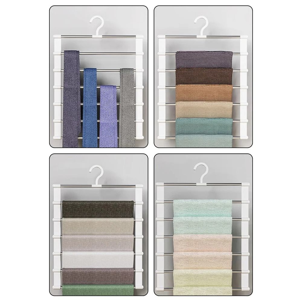 Multi Layer Pants Hanger Non Slip Folding Closet Organizer With Clips