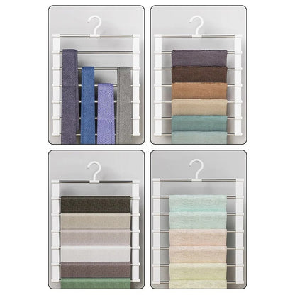 Multi Layer Pants Hanger Non Slip Folding Closet Organizer With Clips
