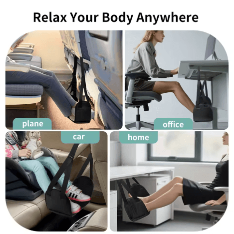 Airplane Foot Hammock with Memory Foam Adjustable Travel Foot Rest with Removable Pad