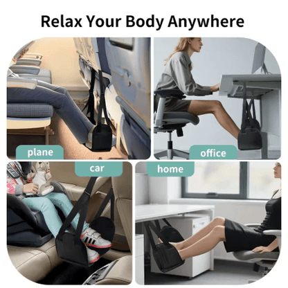 Airplane Foot Hammock with Memory Foam Adjustable Travel Foot Rest with Removable Pad