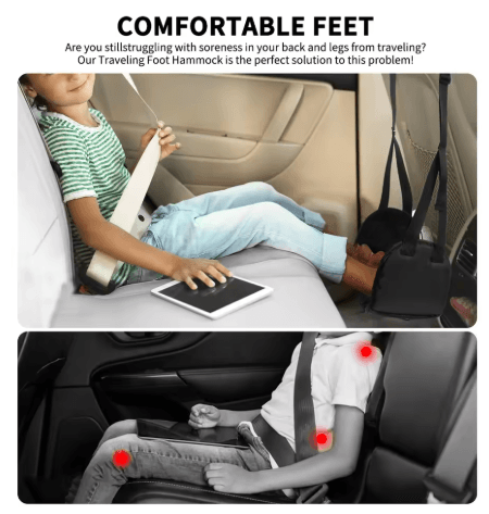 Airplane Foot Hammock with Memory Foam Adjustable Travel Foot Rest with Removable Pad