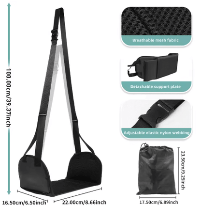 Airplane Foot Hammock with Memory Foam Adjustable Travel Foot Rest with Removable Pad