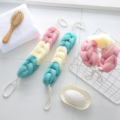 Exfoliating Bath Loofah Ball Color Block Foam Mesh Shower Sponge With Long Strap