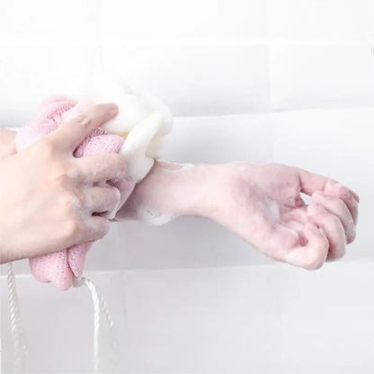 Exfoliating Bath Loofah Ball Color Block Foam Mesh Shower Sponge With Long Strap