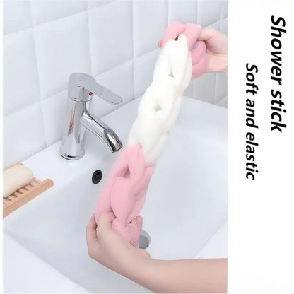 Exfoliating Bath Loofah Ball Color Block Foam Mesh Shower Sponge With Long Strap