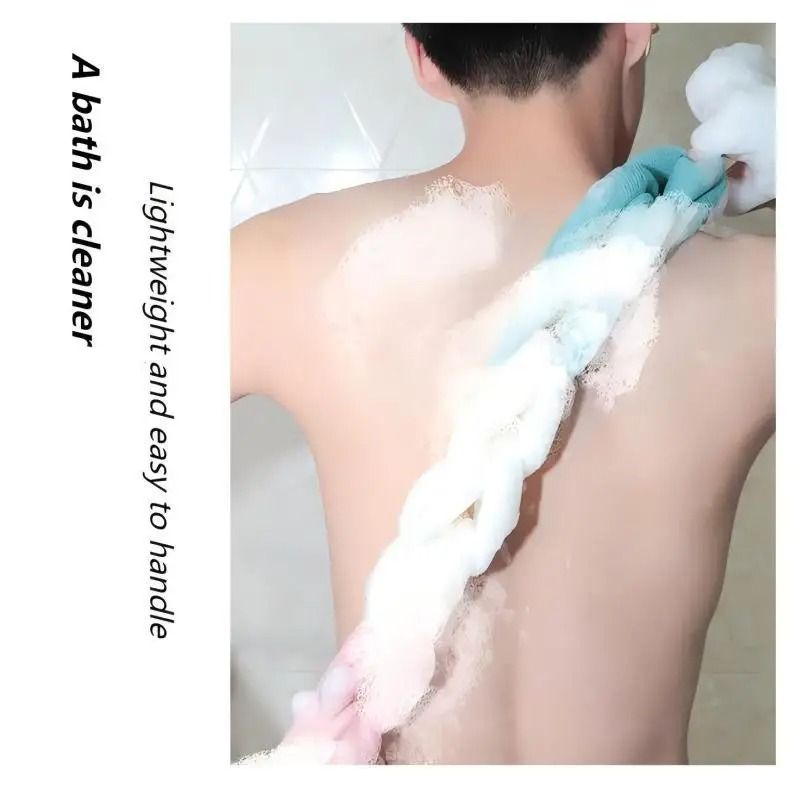 Exfoliating Bath Loofah Ball Color Block Foam Mesh Shower Sponge With Long Strap