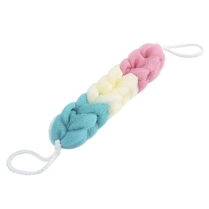 Exfoliating Bath Loofah Ball Color Block Foam Mesh Shower Sponge With Long Strap
