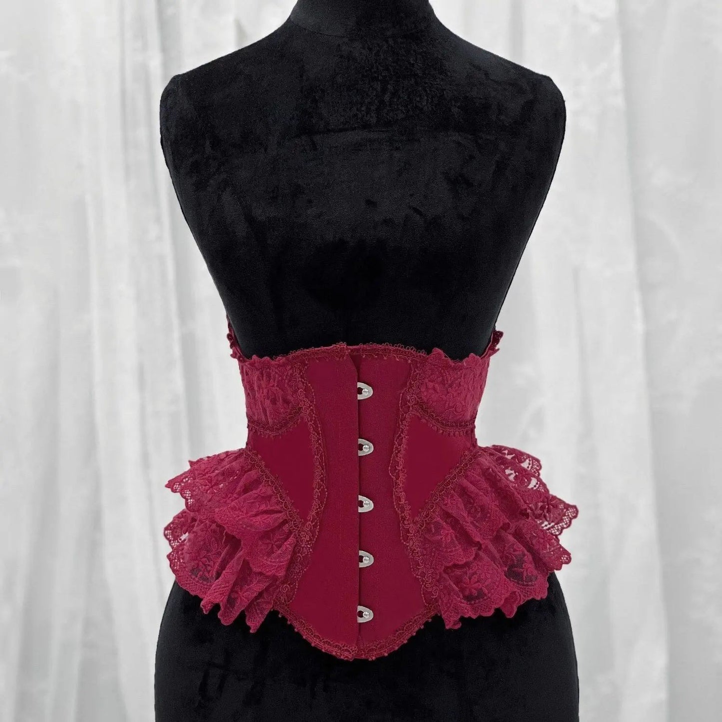 Womens Fancy Underbust Lace Corset Bustier – Gold Boned Lace-Up Waist Trainer Vintage Lolita Bodice for Stage Costume