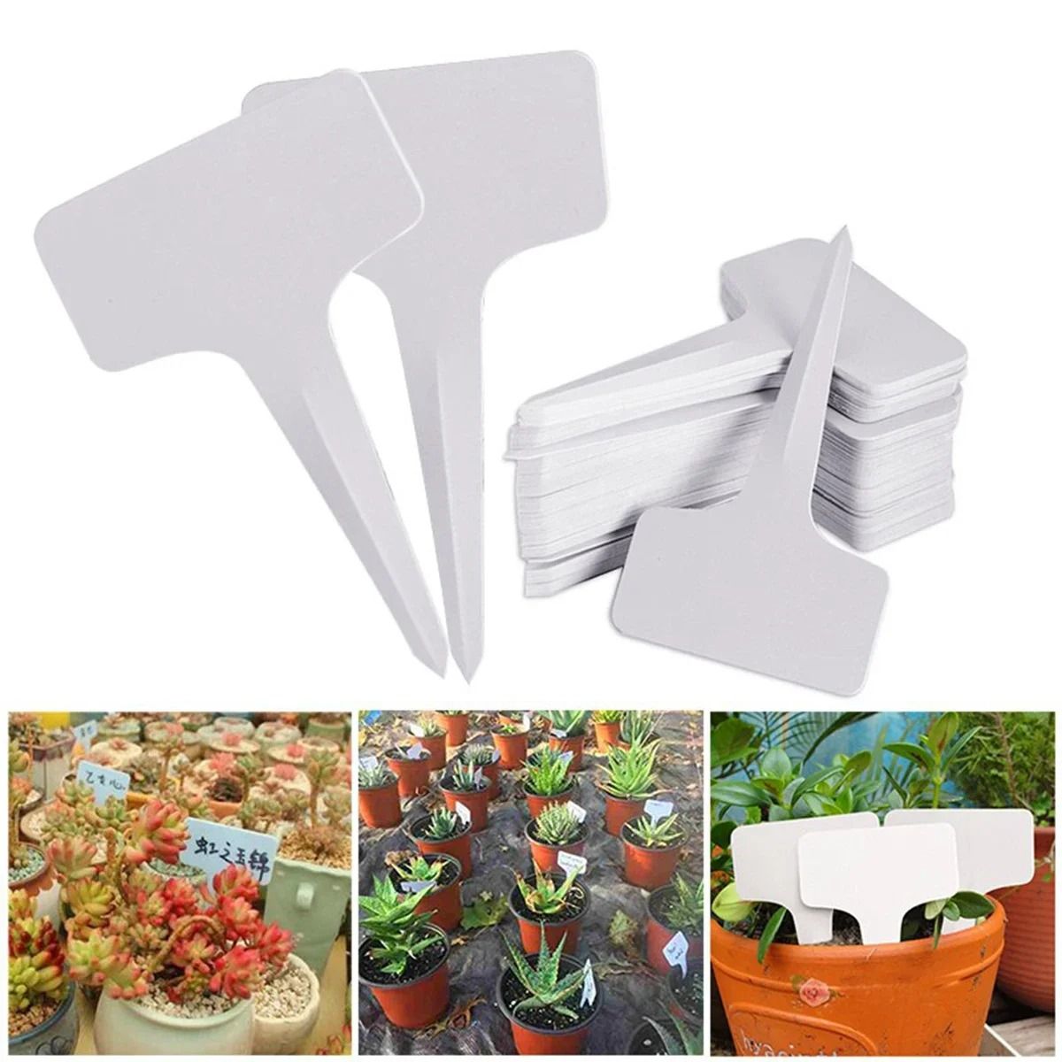 Waterproof Garden Plant Labels White Plastic Writing Tags Set Of 100