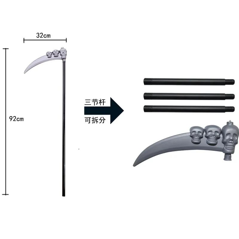 Grim Reaper Costume Set with Hooded Black Cloak & Skeleton Prop – Halloween Cosplay for Kids & Adults