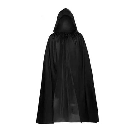 Grim Reaper Costume Set with Hooded Black Cloak & Skeleton Prop – Halloween Cosplay for Kids & Adults