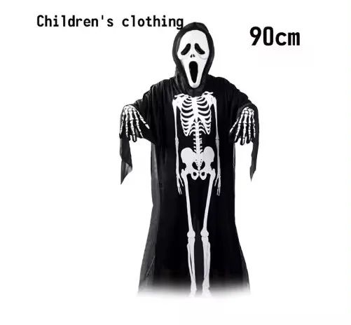 Grim Reaper Costume Set with Hooded Halloween Black Cloak & Skull Mask Props (Kids & Adults)