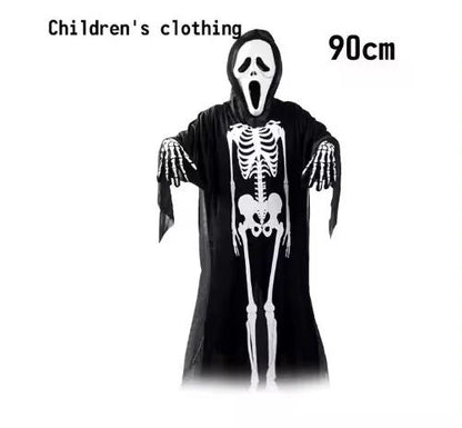 Grim Reaper Costume Set with Hooded Halloween Black Cloak & Skull Mask Props (Kids & Adults)
