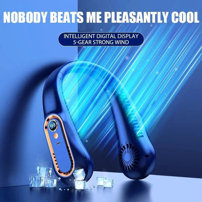 UltraCool Pro Neck Bladeless Fan with Digital Display – Portable Silent USB Rechargeable Personal Fan