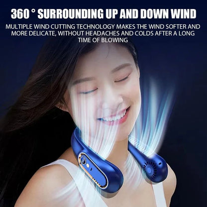 UltraCool Pro Neck Bladeless Fan with Digital Display – Portable Silent USB Rechargeable Personal Fan