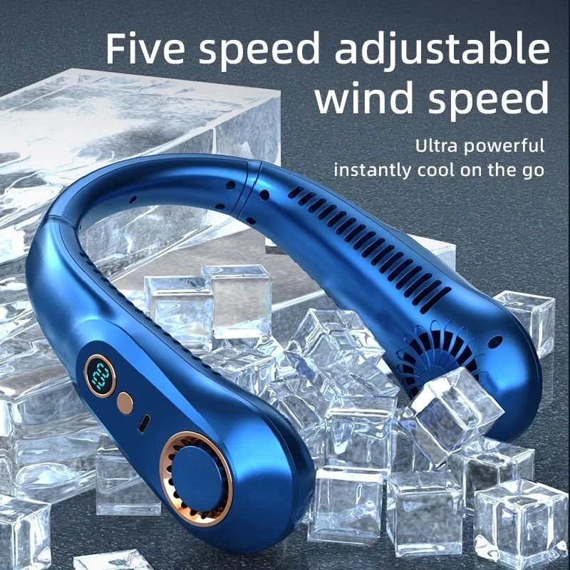 UltraCool Pro Neck Bladeless Fan with Digital Display – Portable Silent USB Rechargeable Personal Fan